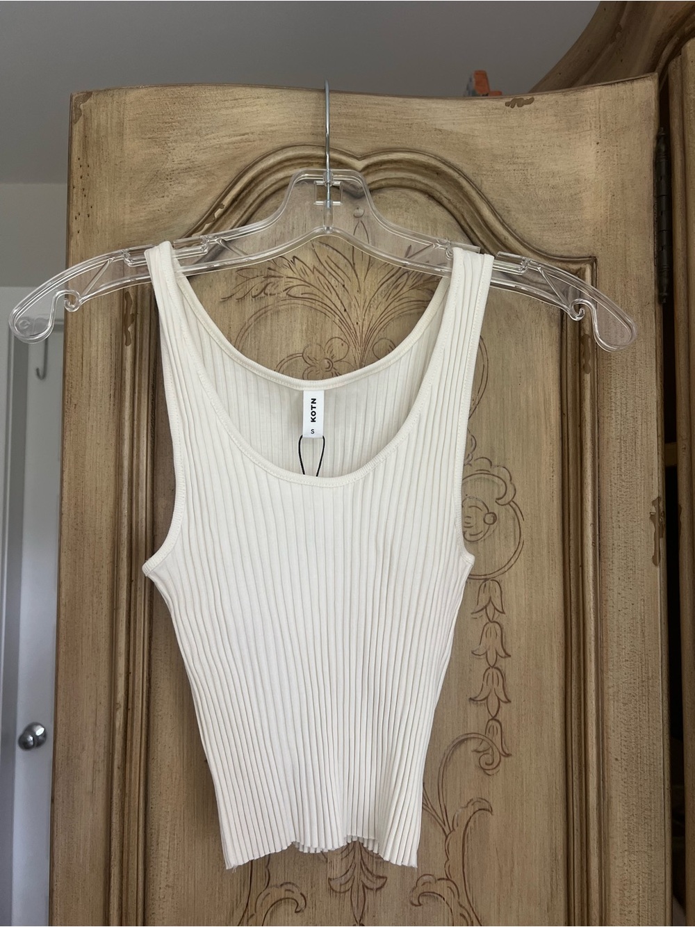 KOTN Ribbed Cream Tank Top - Picture 2 of 3